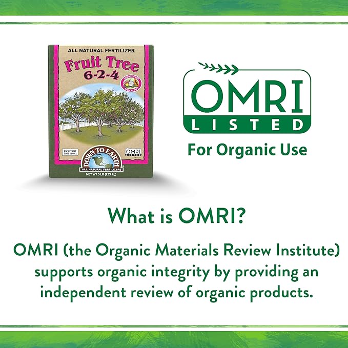 Down To Earth All Natural Fertilizers Organic Fruit Tree - Plant Food for Apples Pears Plums and Tropical Fruit Trees 6-2-4 25 lb