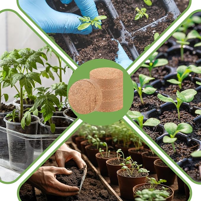 Sasylvia 500 Pcs (30mm) Compressed Coconut Coir Fiber Potting Soil Expanding Organic Coconut Coir Pellet Fiber Soil for Potted Plants Succulents Agricultural Cultivation Home Planting