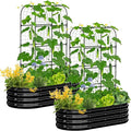 SUNYRISY 2Pack Galvanized Raised Garden Bed with 71in Arch Trellis for Climbing Plants Outdoor Planter Box with Climbing Net for Gardening Flowers Vegetables Fruits Herbs Black