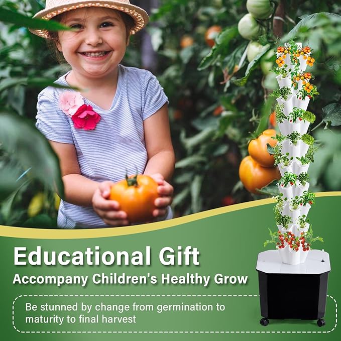 Hydroponic Growing System Tower10 Layered Hydroponic Tower 50 Slots Vegetable Growth PlanterHydroponics Fruit Towers Hydroponics Growing Kit for Flowers Balconies Courtyards Roofs