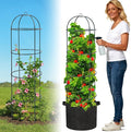 Large Trellis Garden Obelisk Trellis for Climbing Plants Outdoor 55 Metal Trellises for Tomato Cucumber Grape Clematis Rose Vine Support 4-Tier Heavy Duty Fit 25-Gallon Container Raised Bed