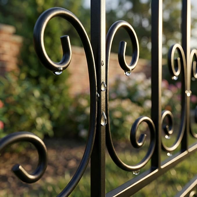 SCENDOR 70.8 H x 24.5 W Decorative Metal Garden Trellis - Rustproof Black Iron Arched Fence for Climbing Roses Clematis and Vines - Sturdy Plant Support for Patio Lawn and Backyard 1 Pack