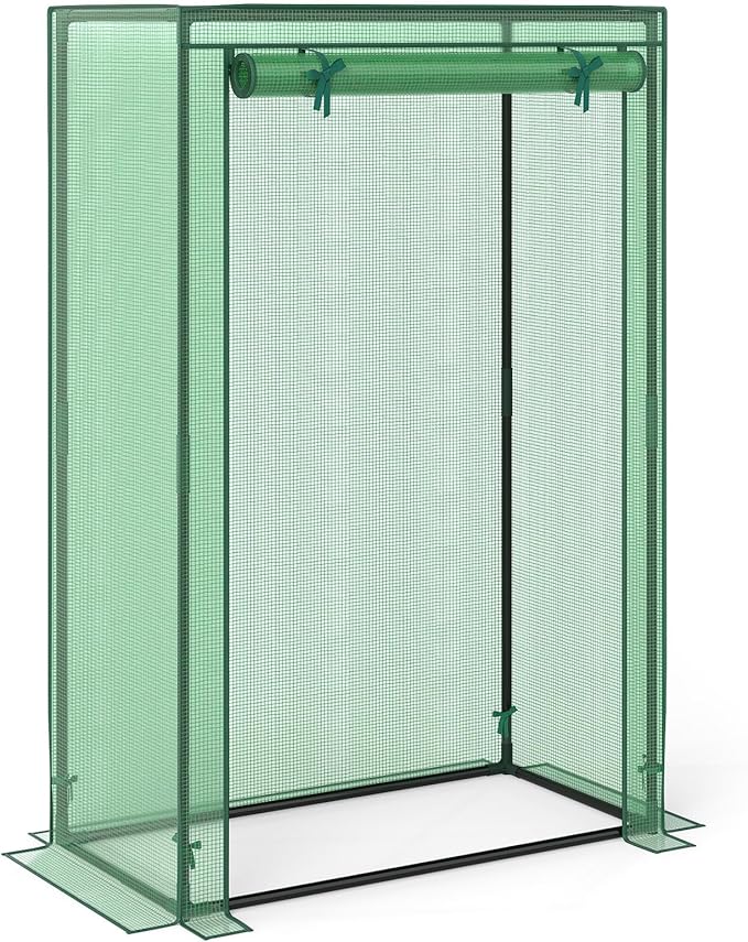 LDAILY Mini Greenhouse 39 x 20 x 59 Portable Gardening Green House with PE Cover Heavy Duty Metal Frame &amp Roll-Up Zipper Door Small Greenhouses for Outdoors Indoor Garden &amp Backyard