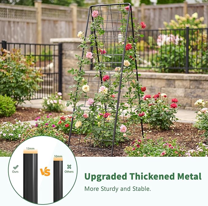 2 Pack Cucumber Trellis 71 High Foldable A-Frame Garden Trellis for Raised Bed Garden Grow Support with Plant Support Clips Ties for CucumberTomato Climbing Plants and Flowers