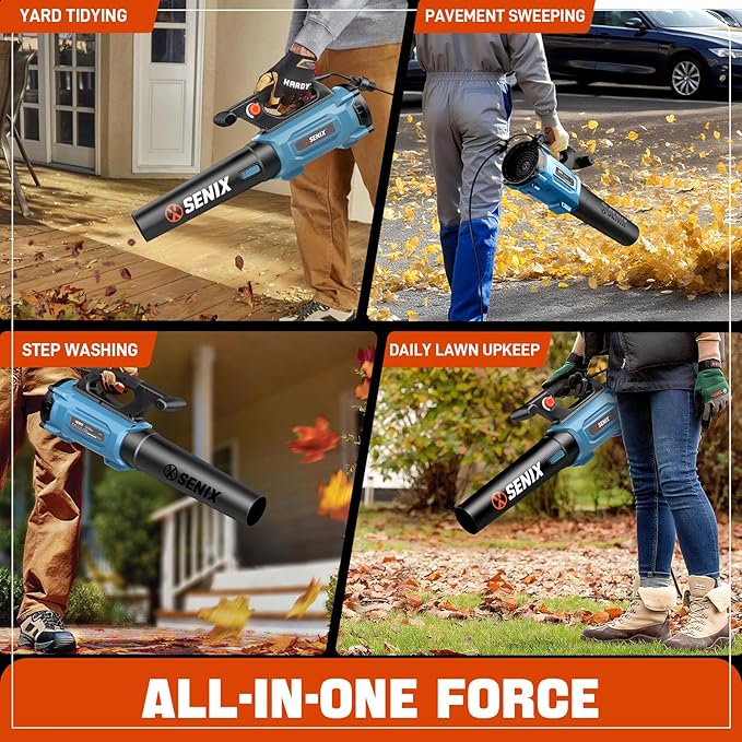 SENIX 12 AMP Handheld Electric Leaf Blower Up to 700 CFM and 110 MPH Variable Speed Lightweight 120v (BLAE12-M)