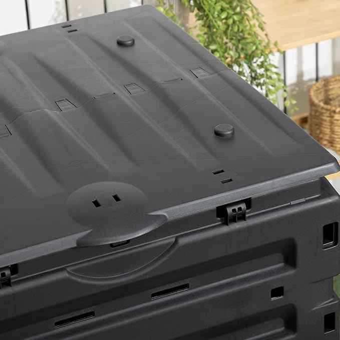 Outsunny Garden Compost Bin 120 Gallon (450L) Garden Composter BPA Free with 80 Vents and 2 Sliding Doors Lightweight &amp Sturdy Fast Creation of Fertile Soil Black
