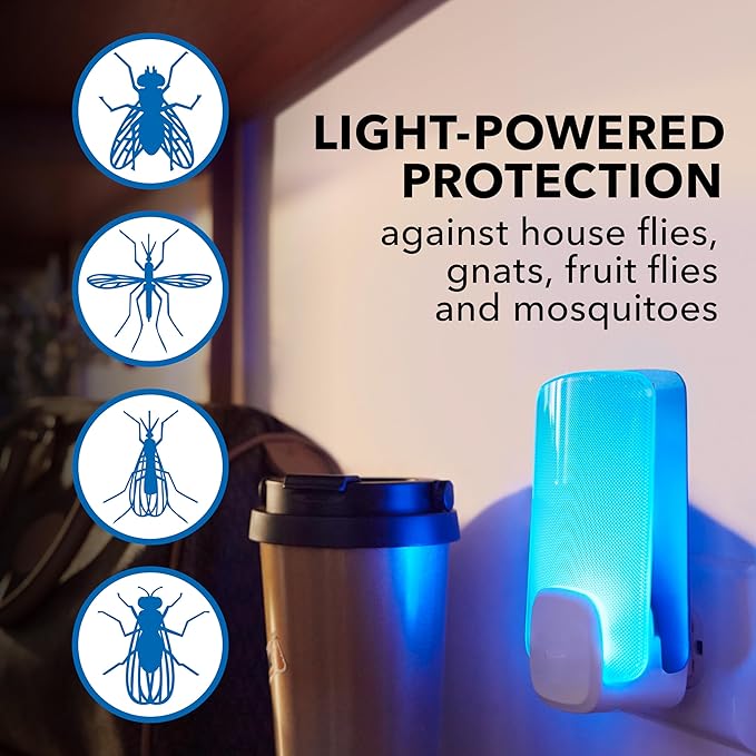 Raid Essentials Flying Insect Light Trap Starter Kit 2 Plug-In Devices + 2 Cartridges Featuring Light Powered Attraction