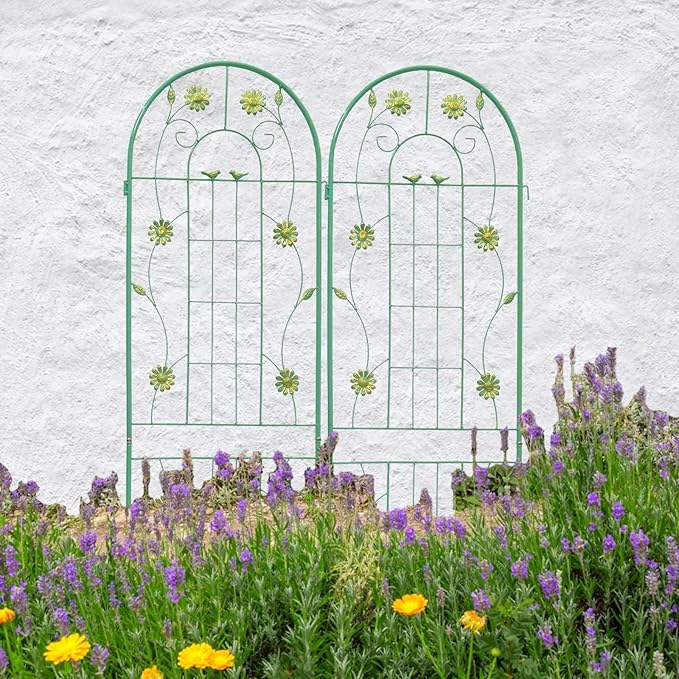 2/4 Pack Metal Garden Trellis for Climbing Plants Outdoor Flower Support Plant Trellis for Roses Vines Vegetables Patio Decor Practical(Green4 Pack)