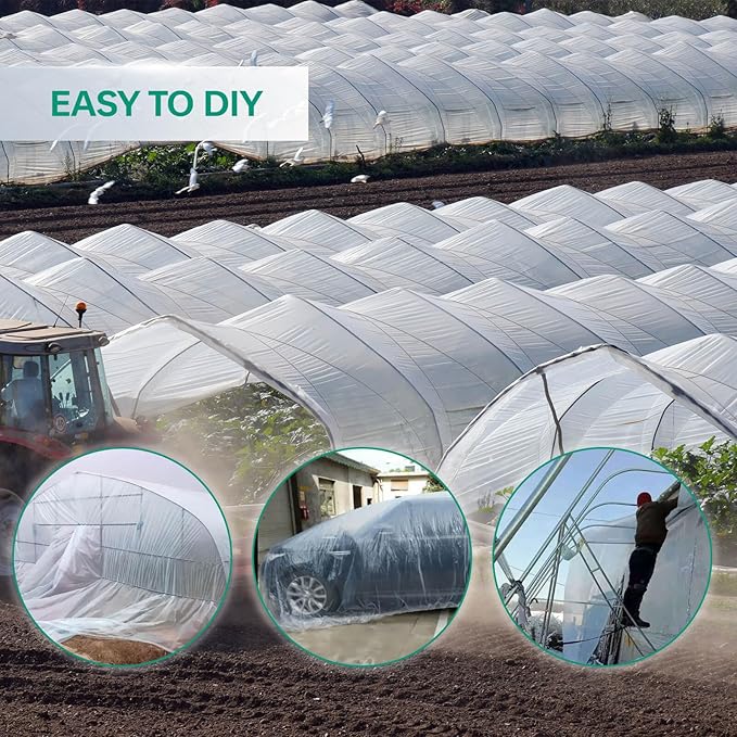 6Mil Greenhouse Covering 25x40FT Thick Durable Sheeting with Anti-Drip Gardening &amp Agriculture Film for Plants Farming and Crop Protection (25X40FT)