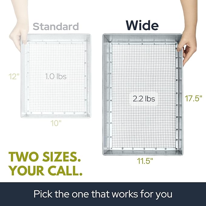 Soil Sifter Wide Size (17.5 x 11.5 inches) with 1/4-inch Mesh Garden Sieve for Dirt Sand Rocks and Compost