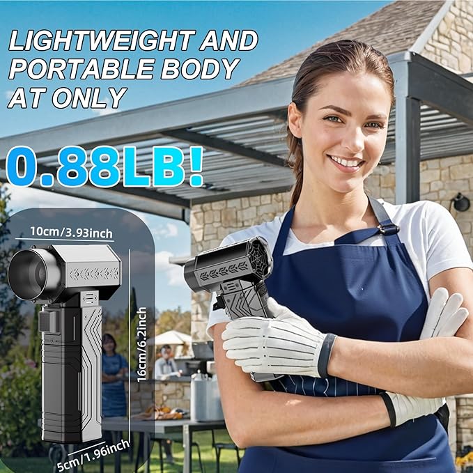 Turbo Dryer Blower for Car 180MPH/1.3LB Thrust Car Dryer Air Blower 400W 40mm Brushless MotorBlow Away 2 cans of Coke EasilyInfinitely Variable Speed for Car Home &amp Outdoors (Black)