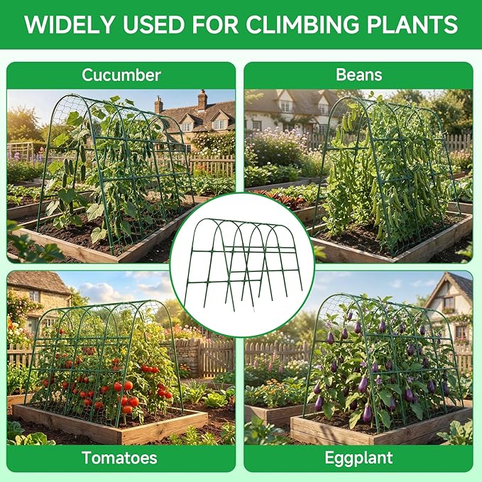 Cucumber Trellis for Raised Bed 48x65 Inch U-Shape Garden Trellis for Outdoor Climbing Plants Rust-Resistant Arch Plant Support Vegetable Trellis for Cucumber Tomato Pea Zucchini Squash