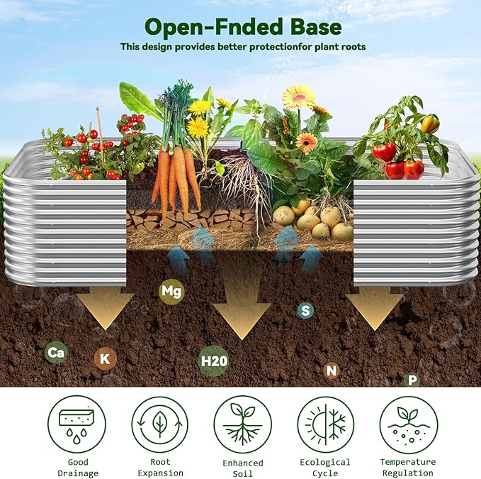 2 Pack Tall 8x3x1.5FT Raised Beds for Gardening Corrugated Galvanized Steel Raised Garden Bed Outdoor Metal Above Ground Garden Bed for Vegetables and Flowers