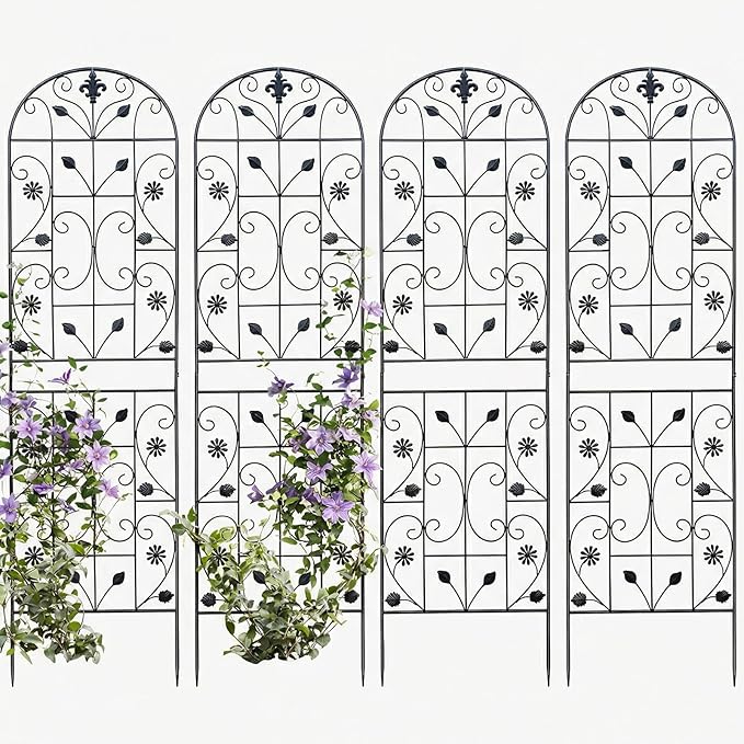 Trellis for Climbing Plants Outdoor （4 Pack 70.8x19.6-inch） Generic Metal Garden Trellis Rustproof Easy Assembly（Black）