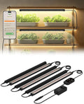 Smart Grow Light for Indoor Plants3500K Full Spectrum LED Plant Light Strips with 3/9/12H Auto TimerStepless DimmingModular DesignPlug and Play (Black 6 Pack 48W)