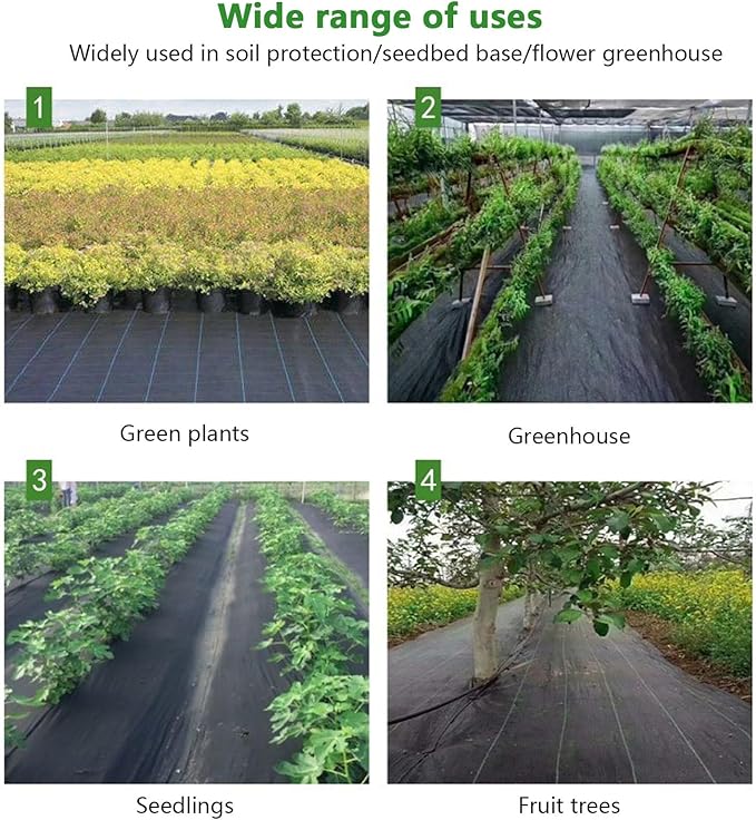 Garden Weed Barrier Landscape Fabric Durable Ground Cover Mat Weed Control Cloth Breathable Woven Geotextile Fabric for Vegetable Flower Bed Black(1x100m)