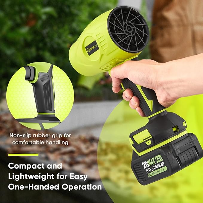 Portable Dust Cleaner Leaf Blower Cordless Handheld Snow Blower Hand Blowers for Lawn Care Patio Cleaning Leaves and Dust Blowing 4.0Ah Battery and Charger Included (1 Battery)