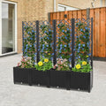4pcs Planter Box with Trellis Privacy Screen 56H Plastic Raised Garden Bed with Trellis Outdoor Flower Standing Planter with Drainage Hole Privacy Garden Box for Climbing Plants (Dark Black)