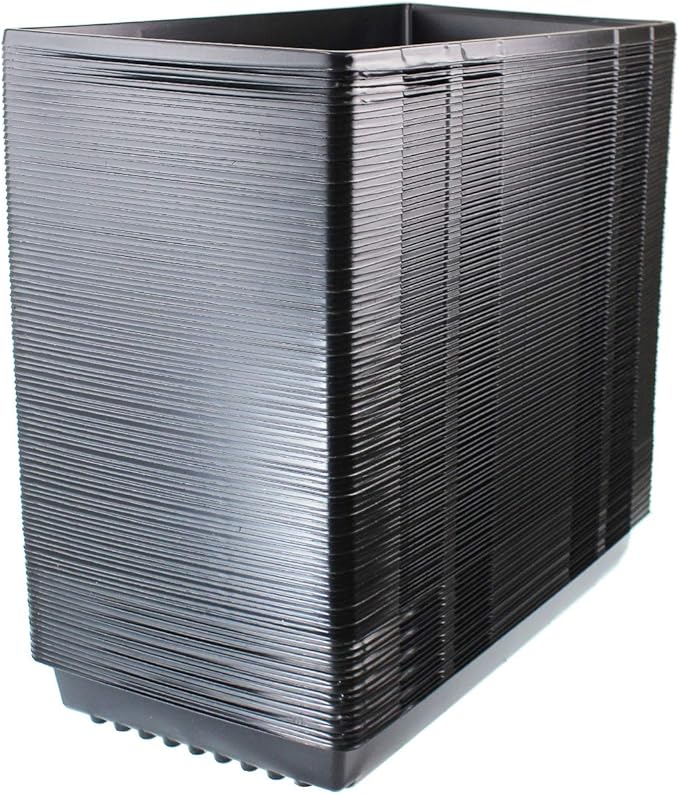 Living Whole Foods 100 Durable Black Plastic Growing Trays (with Drain Holes) 20 x 10 x 2 - Planting Seedlings Flowers Wheatgrass Microgreens