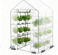 Walk-in Greenhouse 48 x 73 x 75 Inch Outdoor Plant Green House with 3 Tiers 12 Shelves Heavy Duty Steel Frame &amp Thicken PE Cover Portable Greenhouses for Balcony Patio Deck Gardening