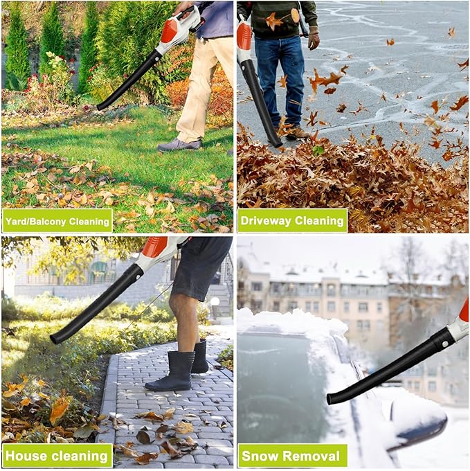 Leaf Blower Cordless24V Handheld Cordless Leaf Blower Electric Leaf Blower with 2 Batteries and 1 Charger Battery Powered Leaf Blowers for Lawn Care Patio Yard Black