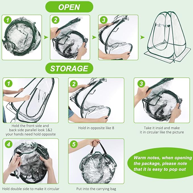 Suzile 4 Pcs Pop up Small Greenhouse for Winter Mini Greenhouse PVC Clear Easy to Install Portable Flowerpot Cover Plant Grow Tent with Nails for Indoor Outdoor Gardening 25.2 x 25.2 x 25.6 Inches