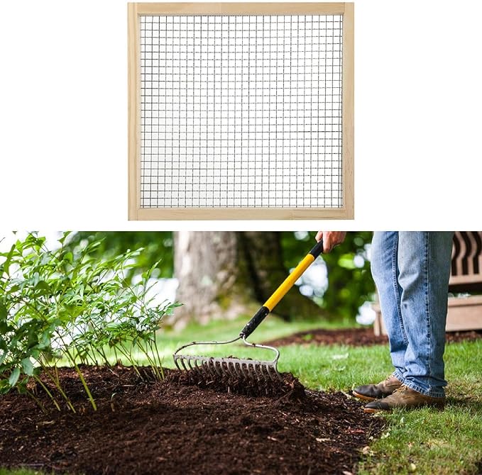 Garden Soil Sifter Garden Soil Mesh Multifunction Accessories Supplies Portable Sieve Dirt Sifter Gardening Tool for Backyard- Hole Diameter 5mm