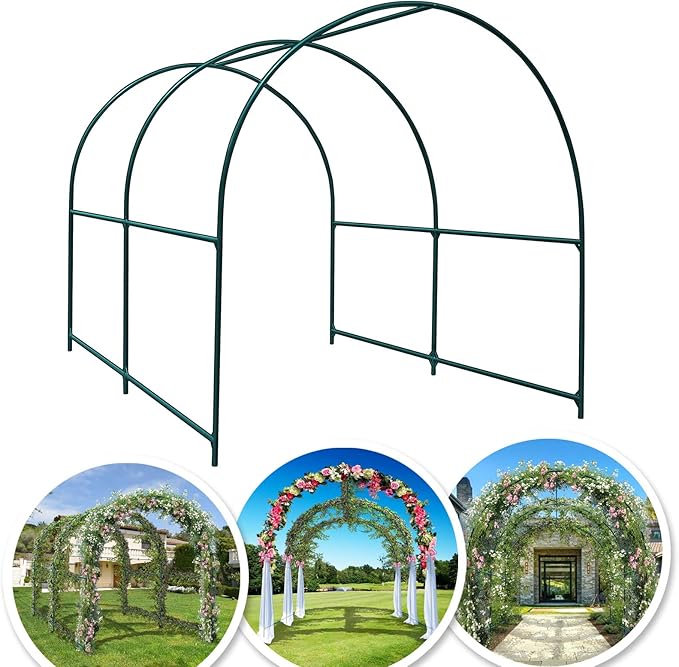 BenefitUSA Large Walk-in Garden Plant Arch Greenhouse Replacement Frame for Flowers/Fruits/Vegetables/Party (6.5 x 7 x 7.2ft)