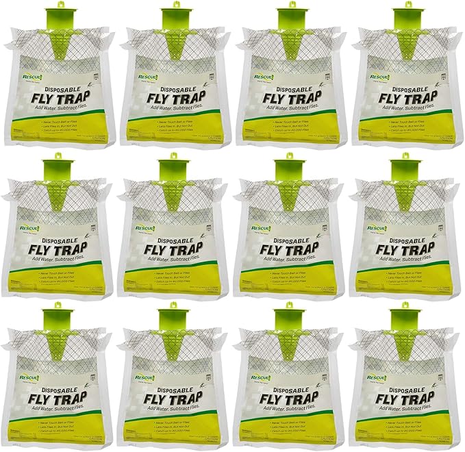 RESCUE! Outdoor Disposable Hanging Fly Trap - 12 Traps