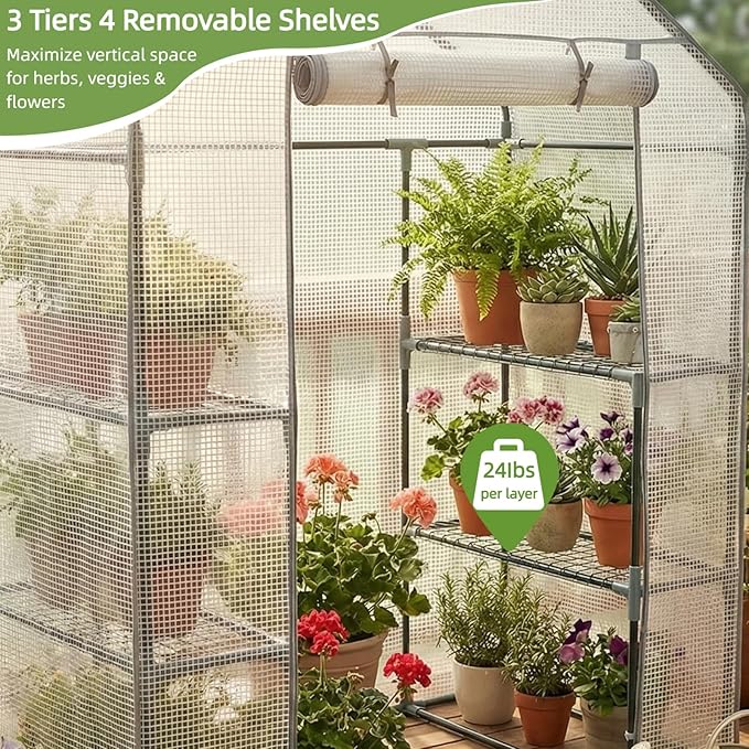 Walk-in Greenhouse 55*29*77in - Heavy Duty Outdoor Plant Shelter with Steel Frame &amp Durable PE Cover Easy Assembly Garden Greenhouses for Patio/Lawn to Protect Plants from Frost &amp Rain