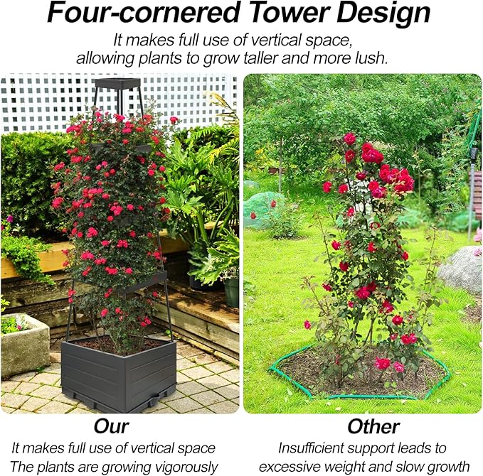 2Pack Raised Garden Bed Tomato Planter Box with Trellis Outdoor Tomato Cage Trellis for Garden Climbing Plants Outdoor Indoor 57 Self Watering Raised Beds for Gardening Tomatoes Vegetable Growing