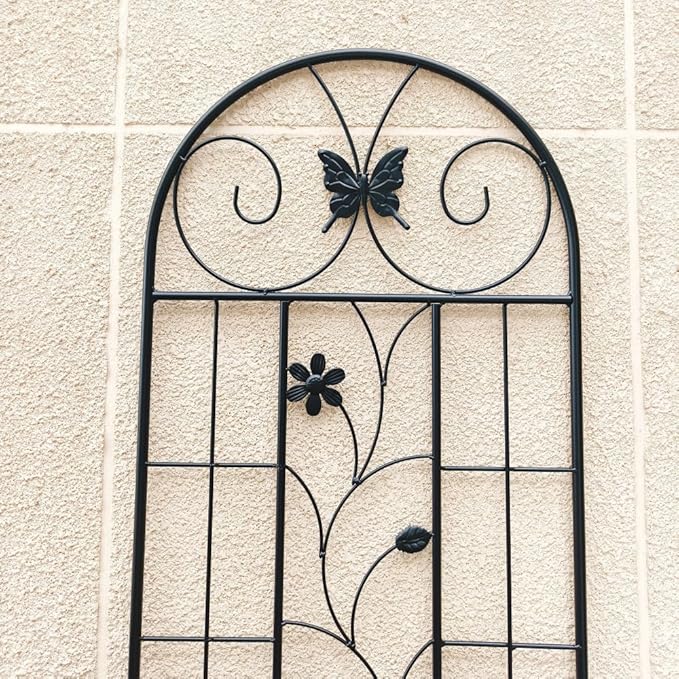 Sturdy Metal Garden Trellis for Climbing Plants – Rust-Resistant Outdoor Flower Support with Decorative Lattice Design (Black + Iron)