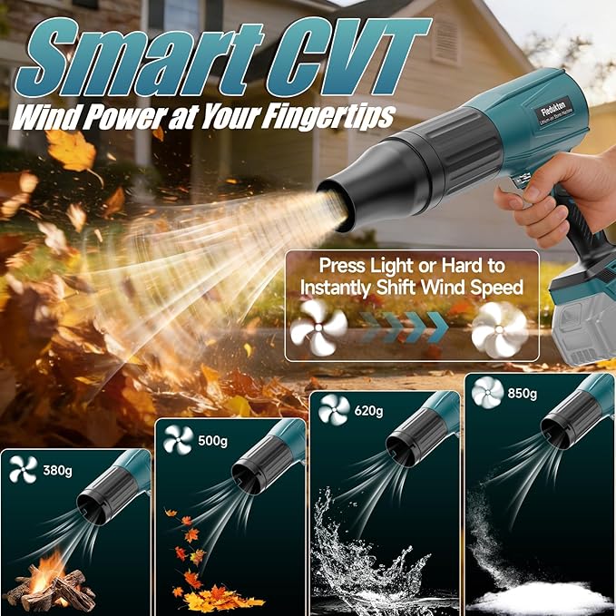 Cordless Leaf Blower Compatible with Makita 18V Battery (Tool Only) 800000 RPM Brushless Turbo Jet Blower up to 60m/s Airflow Lightweight 1.5 lbs Handheld Dust Cleaner for Patio Lawn &amp Garage