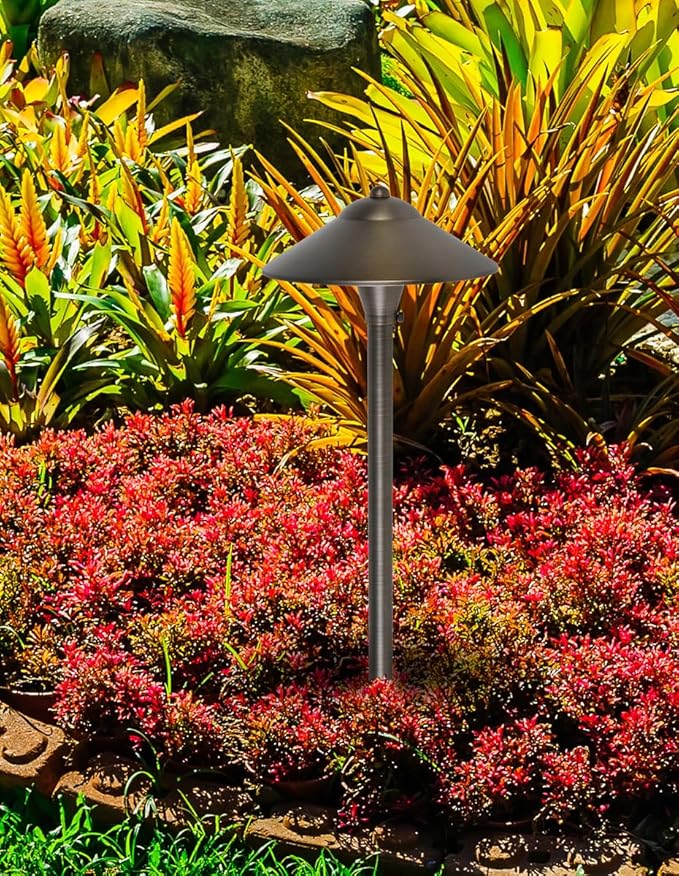 Elitco Lighting P800 Landscape-Spotlights Path Light D9 H24Antique Brassincludes Stakeg4 Halogen 20W(Light Source Not Included)