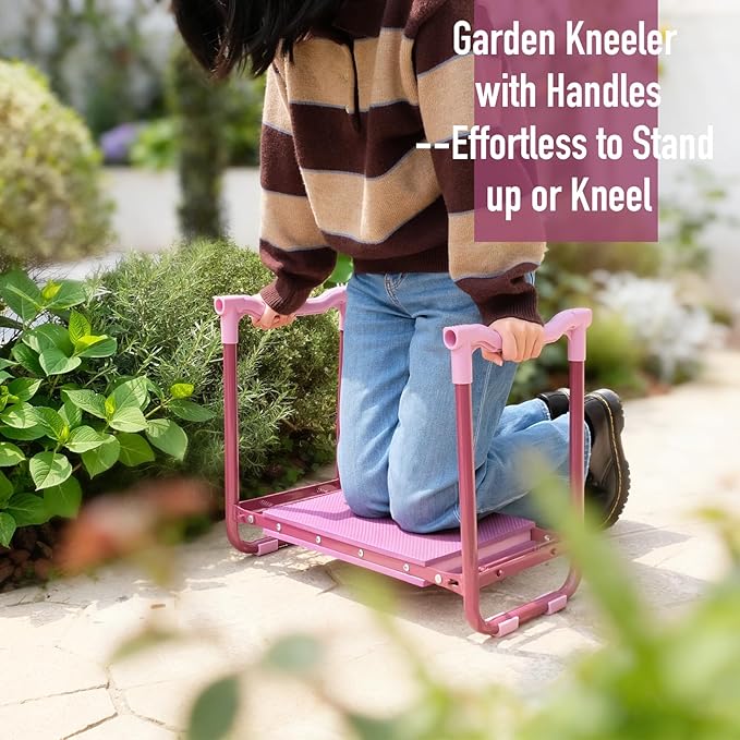 Folding Garden Stool and Kneeler Heavy Duty Garden Kneeler and Seat Kneeling Device for Gardening Gardeners and Seniors (Purple)