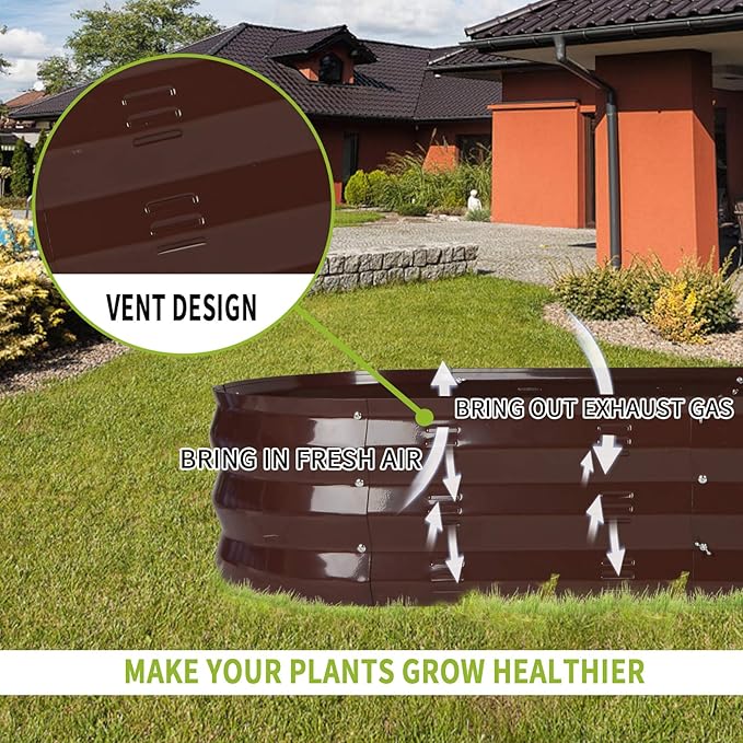 Galvanized Raised Garden Bed Outdoor 67 D x 20 W x10 H 7 cu. ft. Planter for Outdoor Plants Large Metal Raised Garden Bed Kit (Brown)