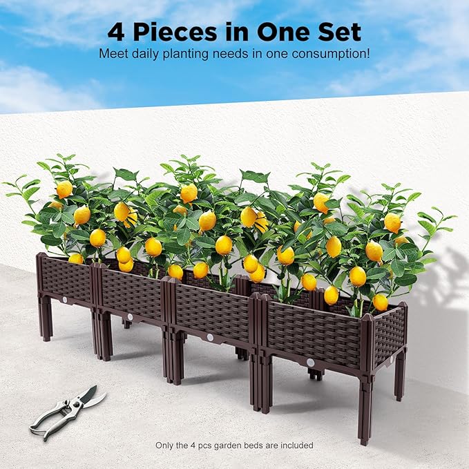 Large Planters for Outdoor Plants Raised Garden Bed Planter Boxes with Drainage Holes Elevated Rectangular Garden Box for Gardening Vegetables Flowers Herbs 61.41x 14.96 x 15.35in