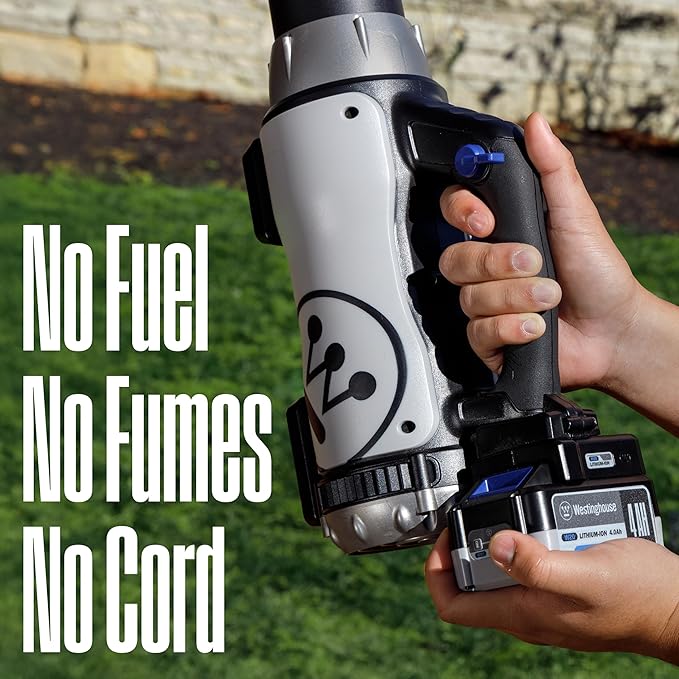 Westinghouse Cordless 20V Leaf Blower with 4Ah Battery and Charger 350 CFM and 110 MPH Max Airspeed 2 hr. Charge Time with Variable Speeds