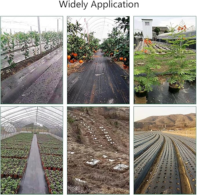 Heavy Duty Weed Control Membrane High Density Weed Barrier Fabric Resistant Ground Cover Membrane Weed Matting for Artificial Grass Patios Paths Flower Beds(1 * 200m)