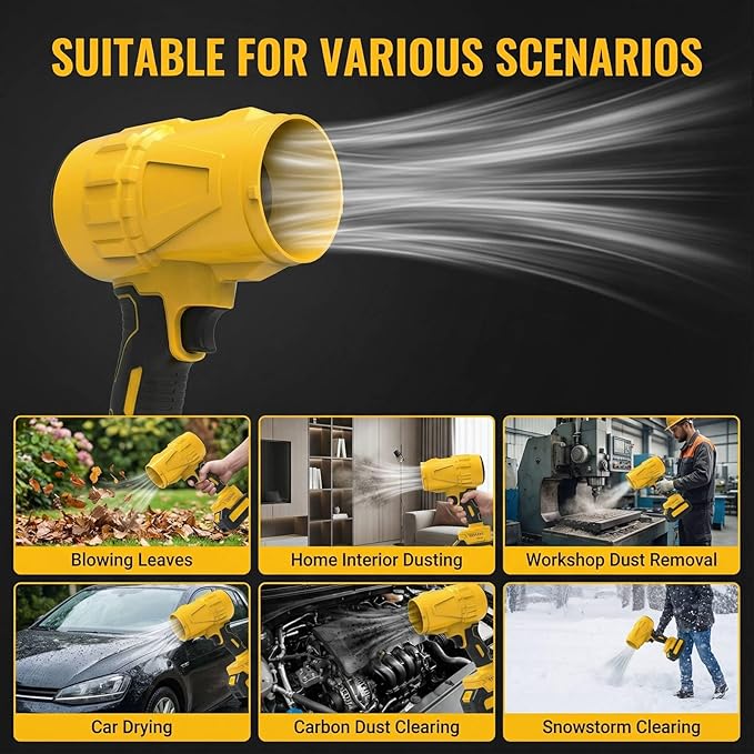 Leaf Blower Cordless 21V Electric Handheld Leaf Blower with 2 x 4.0Ah Batteries 3 Extended Nozzle Adjustable Speed Lightweight Blower Portable Dust Cleaner for Lawn Care Patio Cleaning Leaves
