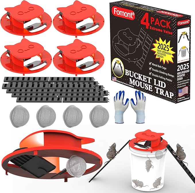 2025 New Improved Bucket Lid Mouse Trap Rat Trap-Metal Bait Cage-Automative Reset-5 Gallon Bucket Fit