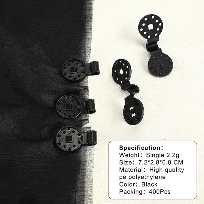 Barydat 400 Pcs Black Shade Cloth Plastic Clips Round Sunshade Net Fixing Clip Fabric Clips for Garden Anti Bird Netting Greenhouse Outdoor Agricultural Netting Fabric Accessories