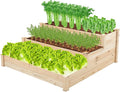 3 Tier Wooden Raised Garden BedTiered Outdoor Elevated Flower BoxHorticulture Open-Bottom Planter Raised Garden BedVegetables Growing Planter for Backyard Patio Gardener Wood Color