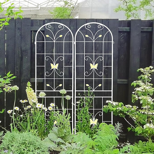 2 Pack Metal Garden Trellis for Climbing Plants Outdoor 86.7x 19.7 Rustproof Plant Support Rose Trellis Netting Trellis for Patio Vegetable Pots Support Lattice (White)