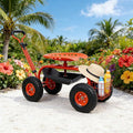 Garden Seat with Wheels Rolling Gardening Stool with 360° Swivel Seat for Seniors Rolling Trolley Stools with Steering Handle &amp Utility Tray for Backyard Lawn Outdoors