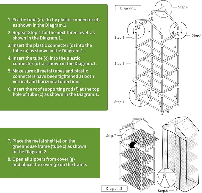 4 Tier Mini Greenhouse - Portable Indoor Outdoor Green House with 24lbs Per Shelf Durable PE Cover &amp Tool-Free Assembly for Garden Balcony Patio Backyard
