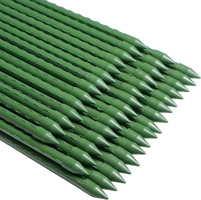WAENLIR Garden Stakes 48 inch 4ft Sturdy Tomato Stakes Plant Stakes for Outdoor Plants Metal Plant Support Sticks for Gardening Pack of 30