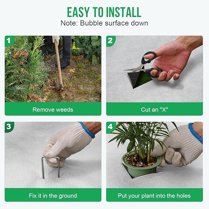 3FT x 30FT Weed Barrier Landscape Fabric 5.8oz Heavy-Duty Garden Ground Cover White Weed Control Mat Weed Blocker Mats Easy Setup for Yard Garden Bed Orchard Farm Fruit Trees
