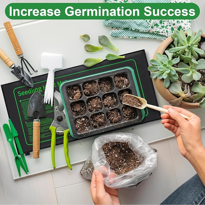 Ganeen Seedling Heat Mat 8 Pack – 10x20.75 Inch Waterproof Durable Warm Hydroponic Heating Pad Bulk for Seed Starting Indoor Gardening &amp Greenhouse Seed Germination