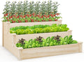 3-Tier Raised Garden Beds Outdoor Fir Wood Raised Garden Bed Planter Box Flower Bed Wooden Planter Kit for Gardening Vegetable &amp Herb